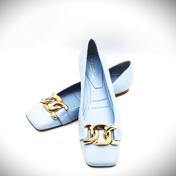 BEAUTIISOLES by ROBYN SHREIBER Giuly Chain Leather Ballet Flats Size 8 - Picture 2 of 8